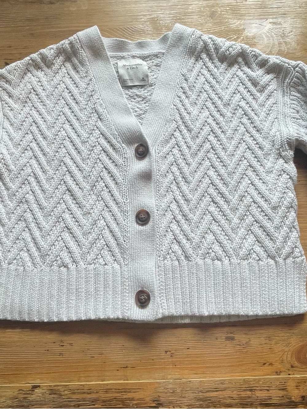 Abercrombie & Fitch Cream Cable Knit Cropped Cardigan Medium